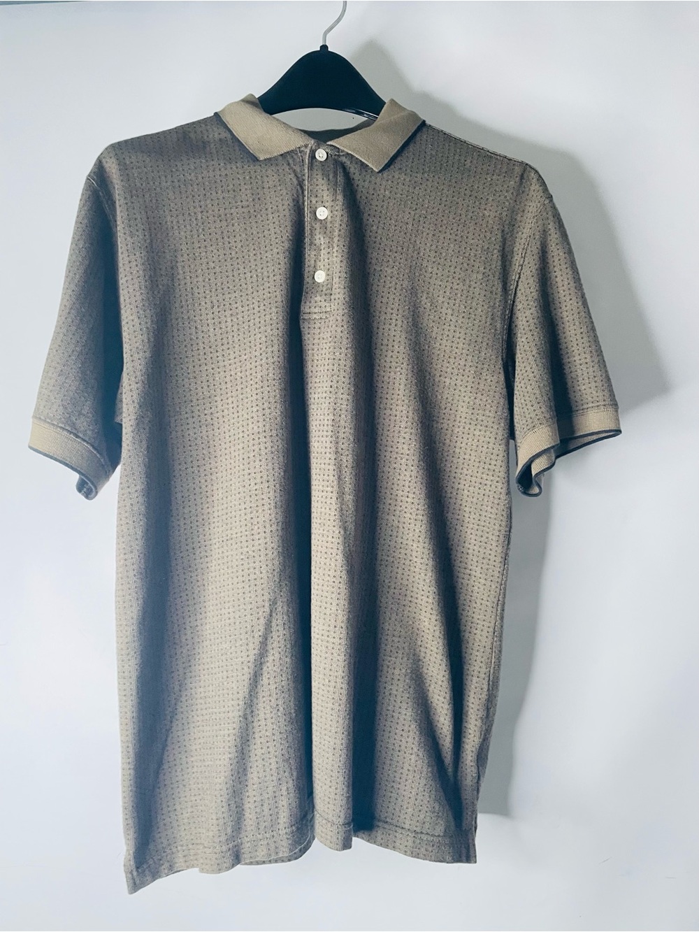 George Men's Polo Shirt in Light Brown with Contrast Collar